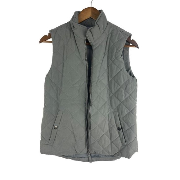 Laura Scott Jackets & Blazers - 𝅺LAURA Scott Grey Quilted Vest Size S